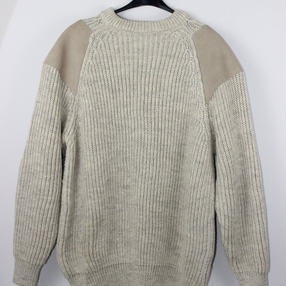 Vintage Niffi Beige Tan Wool Suede Leather Chatsworth Made In England Sweater XL